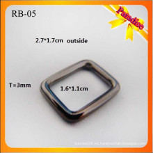 RB05 Correa de metal personalizada hebilla cuadrada anillo de metal y hebilla plana bolsa